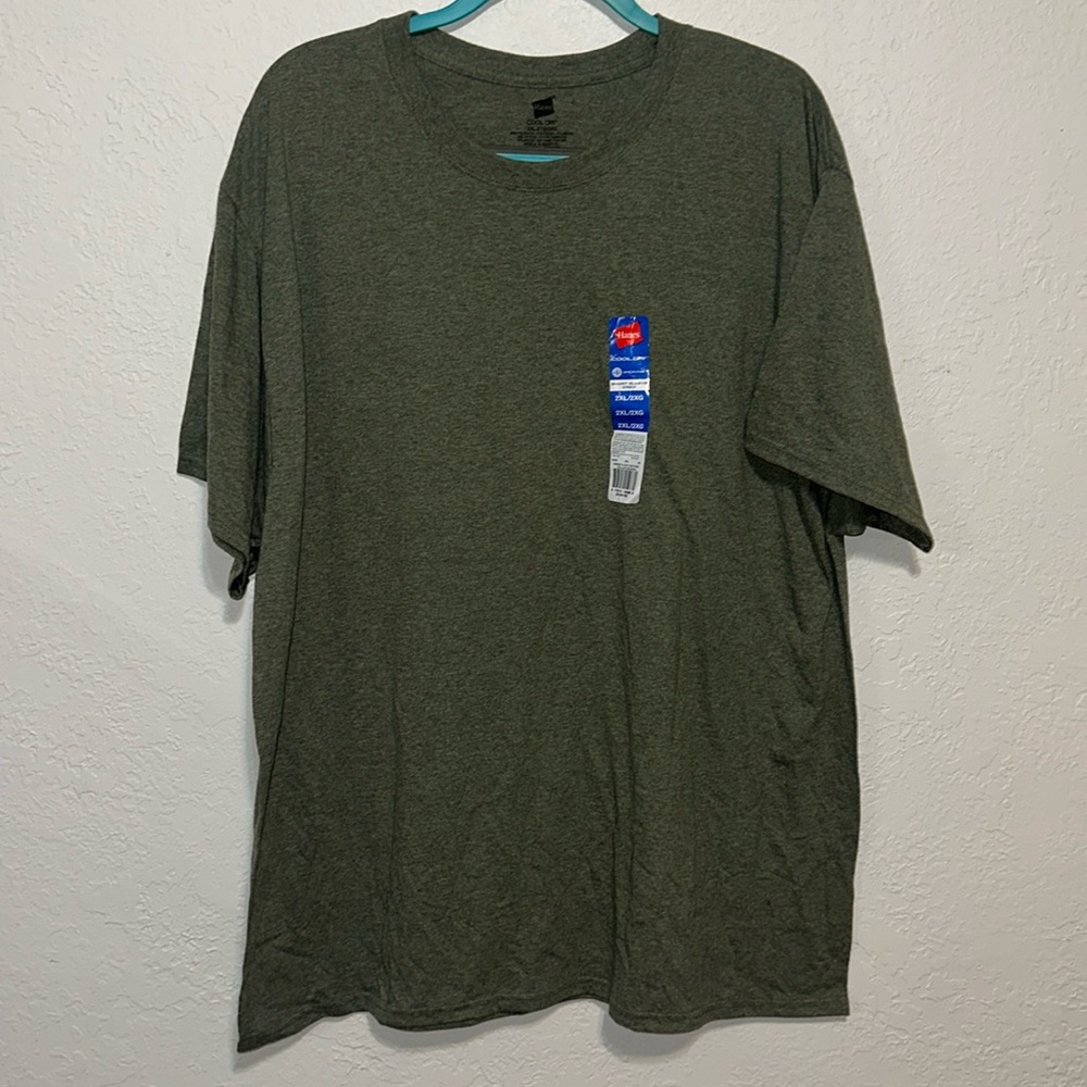Mens Green 2X Hanes Short Sleeve Cool DRI T-Shirt (NEW)